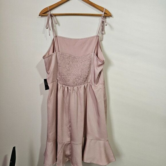 NWT EXPRESS LIGHT PINK TIE SHOULDER TANK DRESS TIERED RUFFLED HEM SIZE XL - Picture 2 of 16
